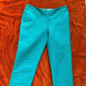 Boden Aqua/ Turquoise lightly textured crop pants